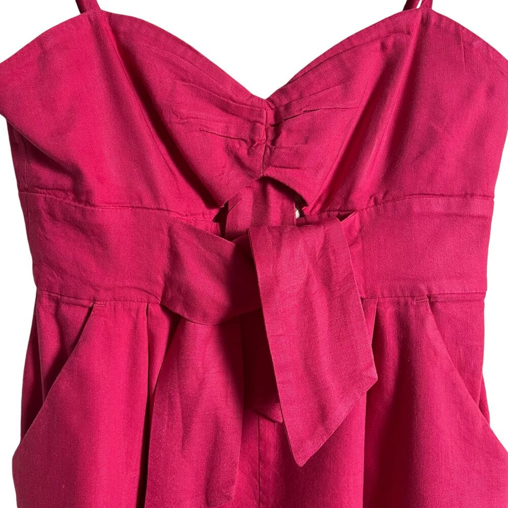 Milly Anya Pink Linen Double Bow Sleeveless Romper Size 6 - Picture 9 of 16
